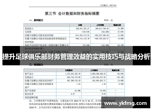 提升足球俱乐部财务管理效益的实用技巧与战略分析